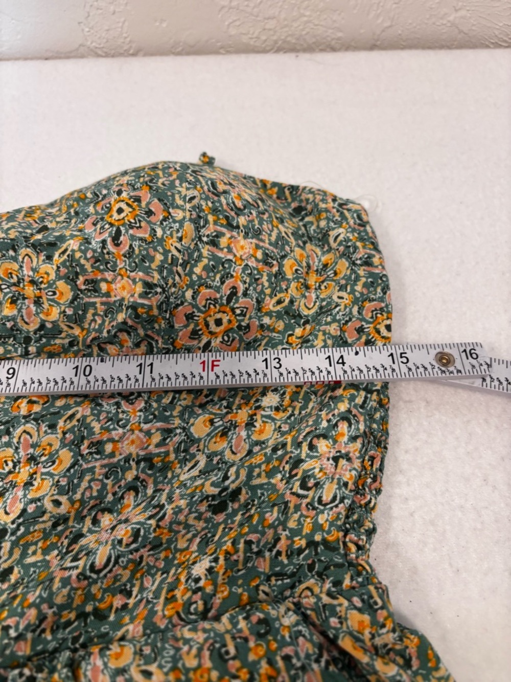 AWW Floral Wide Leg Jumpsuit Smocked Back Pockets Boho Green L - Picture 8 of 12